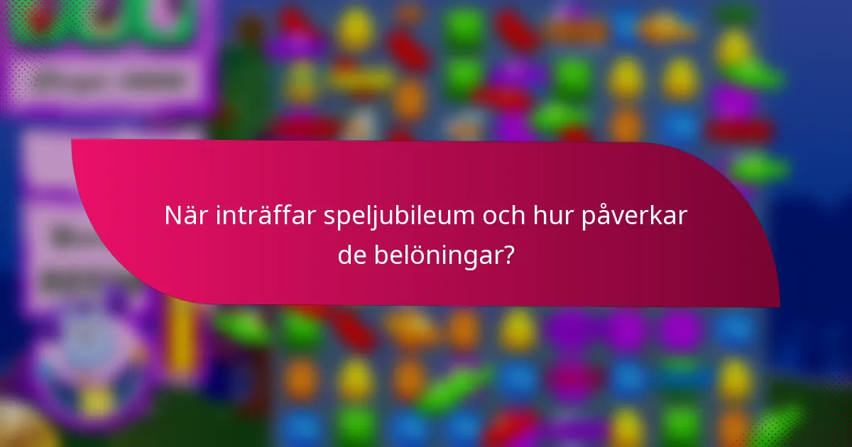 När inträffar speljubileum och hur påverkar de belöningar?